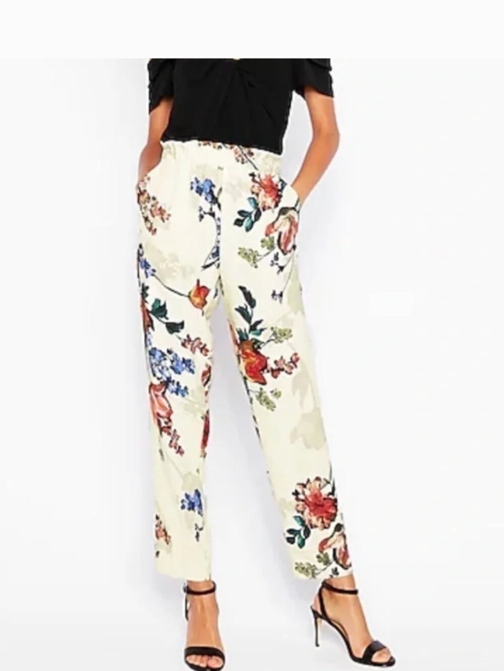 Express Floral Belted Ankle Pant